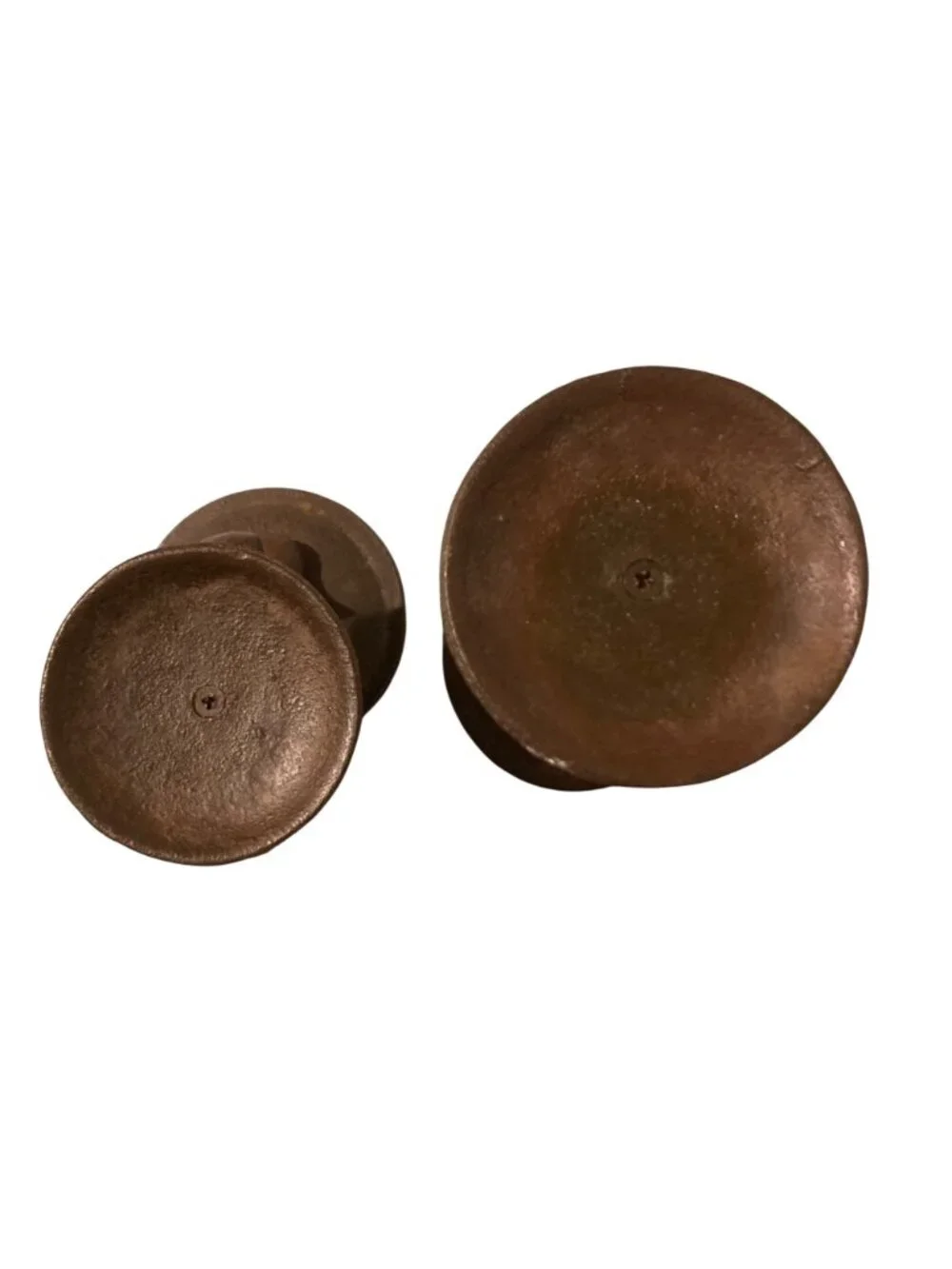 Old Rusty Cast Iron Floral Scroll Candle Holders Set Of 2